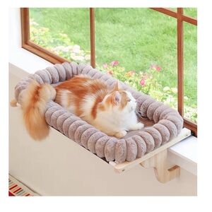 Cozy Gray Cat Window Perch